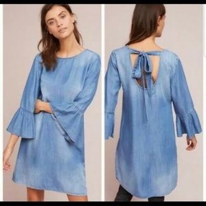 Anthro Cloth & Stone Chambray Flutter/Bell Sleeve